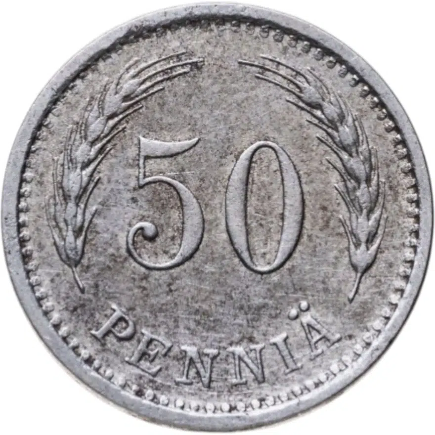 Финляндия 50 пенни (pennia) 1943  Железо /серый цвет/