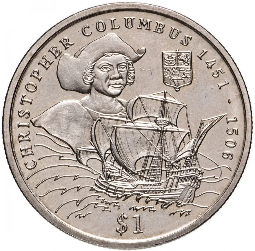 Либерия 1 доллар (dollar) 1999  Христофор Колумб