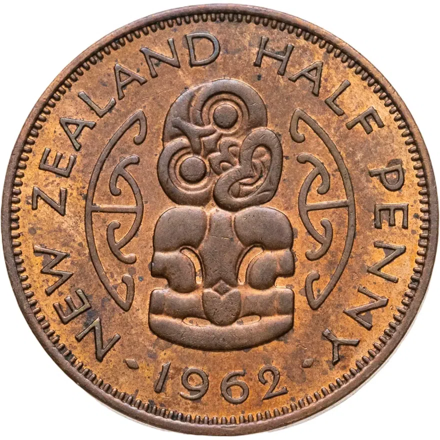Новая Зеландия 1/2 пенни (penny) 1962, аверс