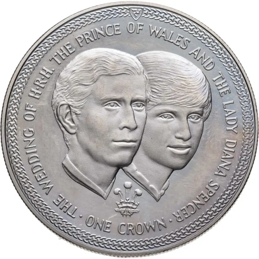 Остров Мэн 1 крона (crown) 1981  Свадьба Принца Чарльза и Леди Дианы /портреты/, аверс