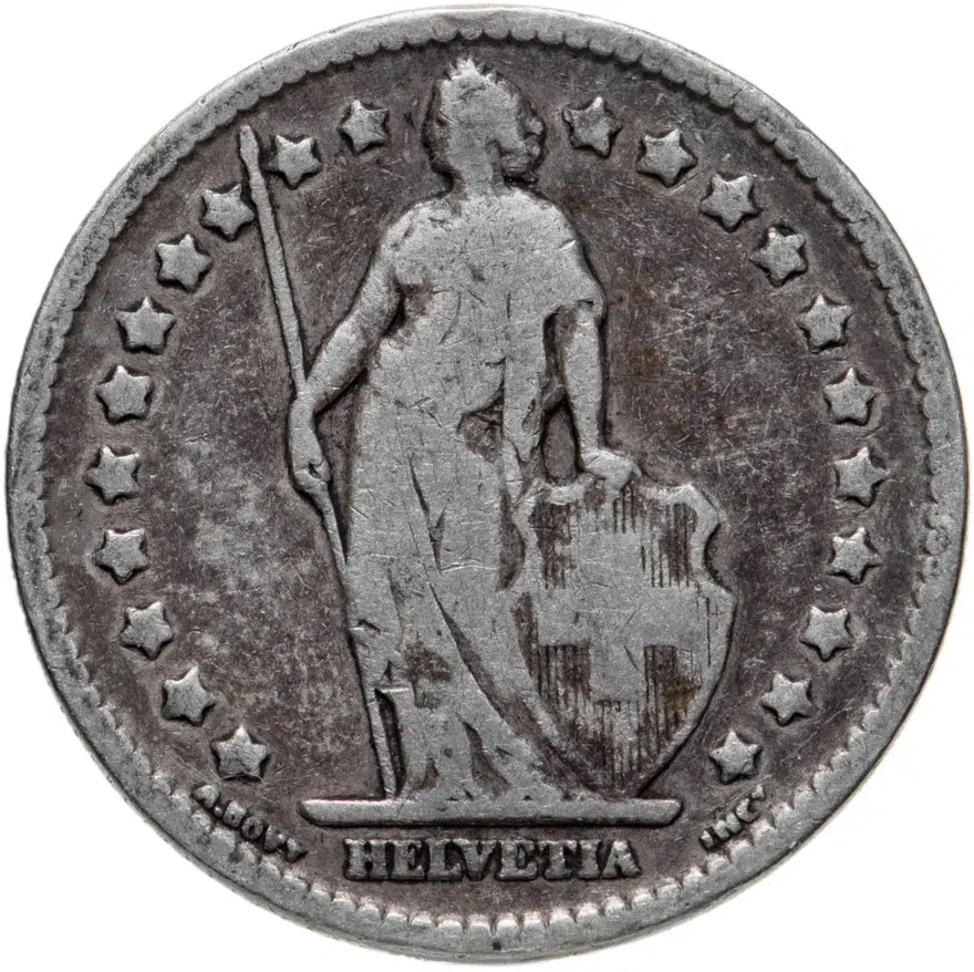 Швейцария 1 франк (franc) 1910, реверс