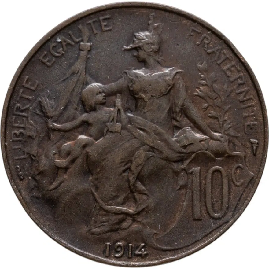 Франция 10 сантимов (centimes) 1914, аверс