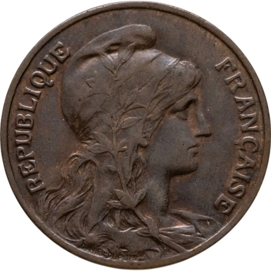 Франция 10 сантимов (centimes) 1914, реверс