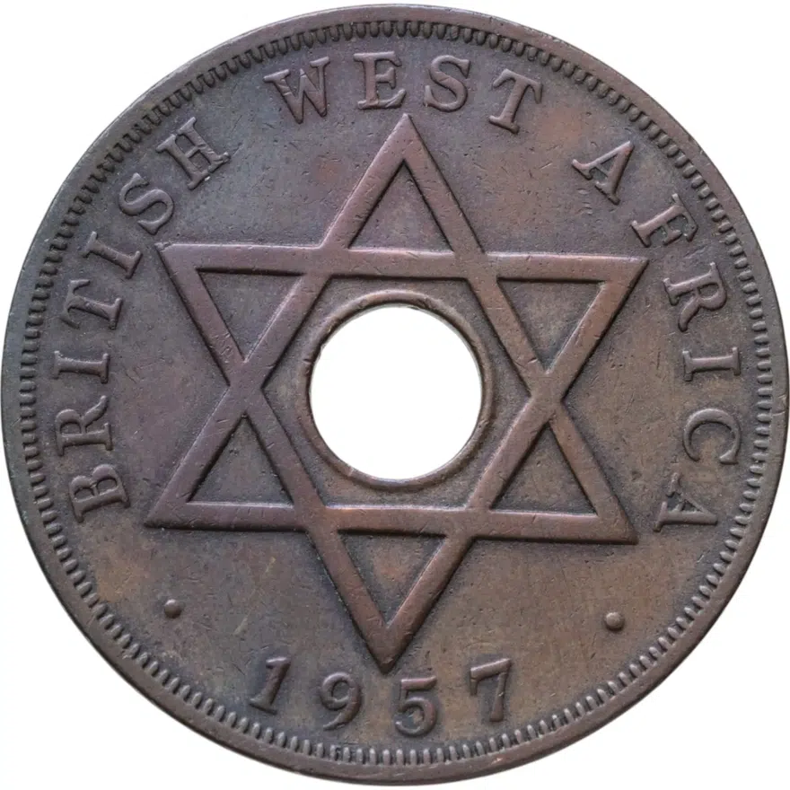 Британская Западная Африка 1 пенни (penny) 1957 без отметки монетного двора, реверс
