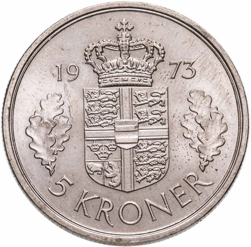 Дания 5 крон (kroner) 1973, реверс