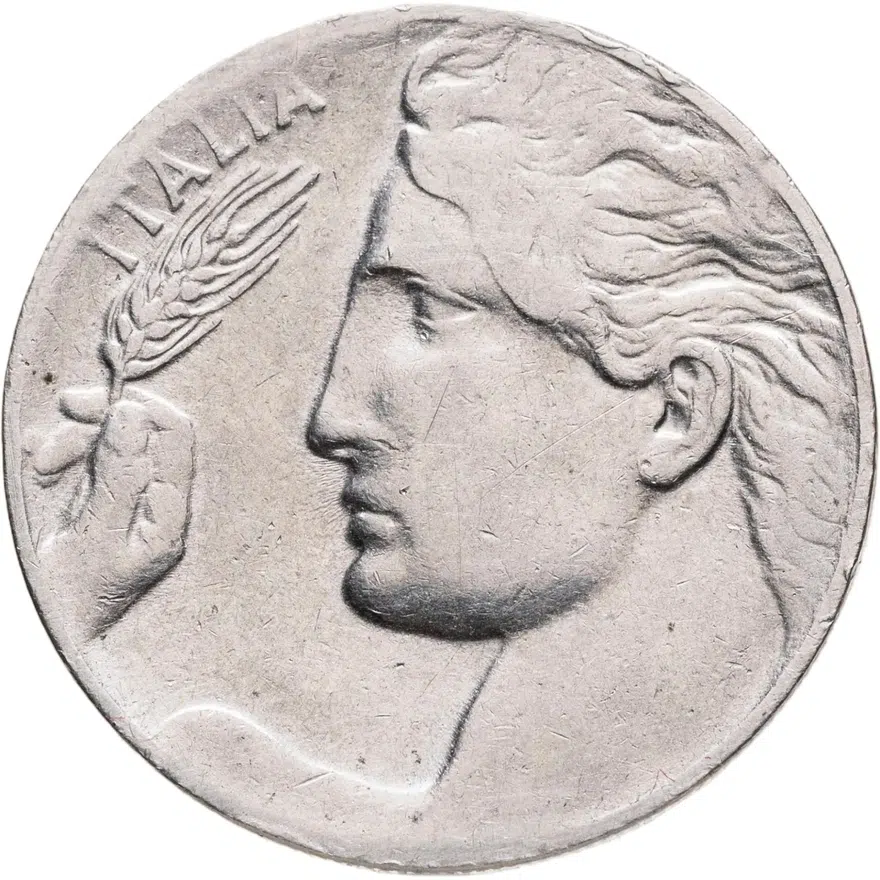 Италия 20 чентезимо (centesimi) 1920  Старый тип: Женщина с колосом, аверс