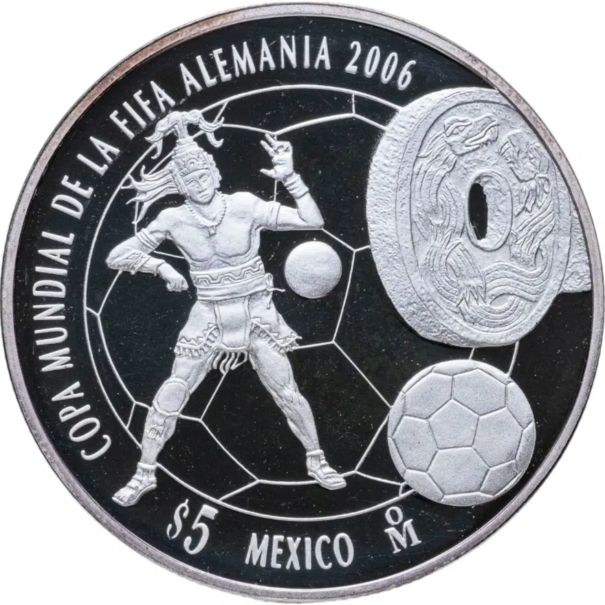 Мексика 5 песо (pesos) 2006 Чемпионат мира по футболу 2006, аверс
