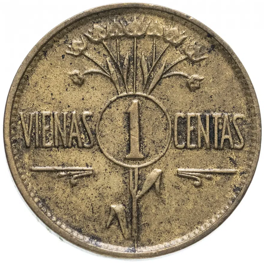 Литва 1 цент (centas) 1925, реверс