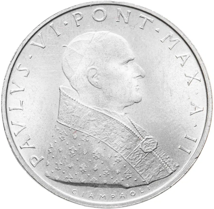 Ватикан 500 лир (lire) 1964, реверс