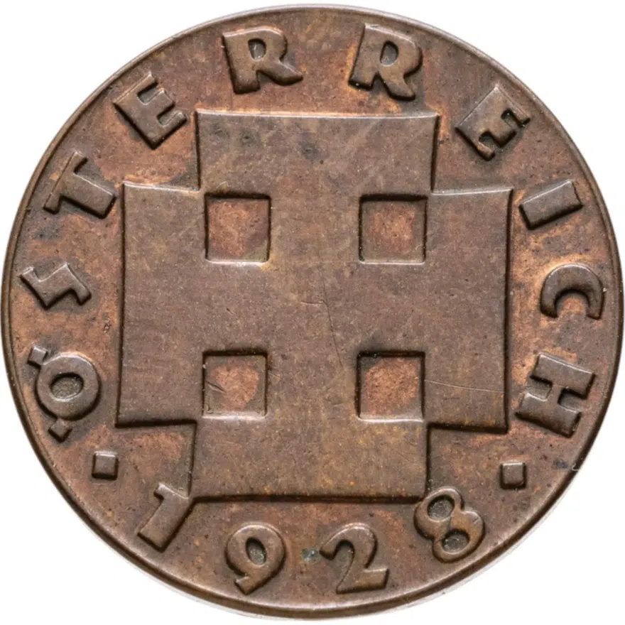 Австрия 2 гроша 1928, аверс
