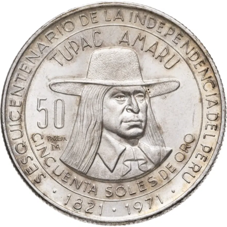 Перу 50 солей (soles) 1971  150 лет Независимости