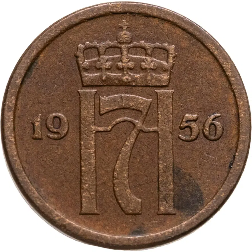 Норвегия 1 эре (ore) 1956, реверс