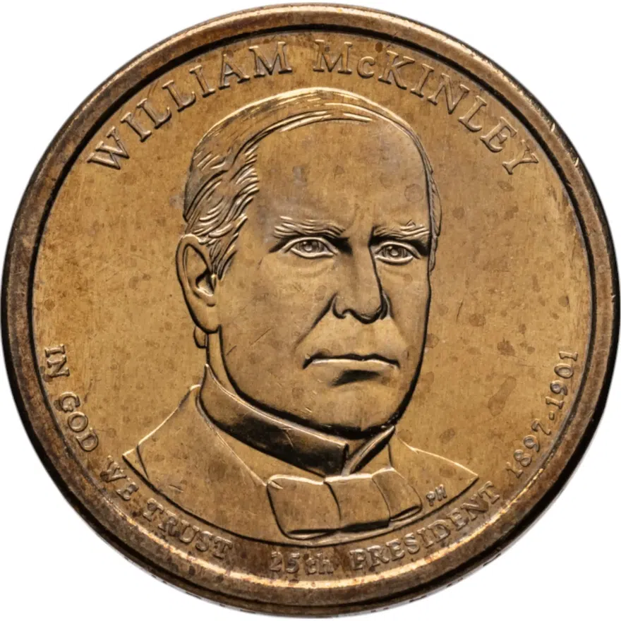 США 1 доллар (dollar) 2013 D Президент США - Уильям Мак-Кинли (1897–1901) знак монетного двора: "D" - Денвер