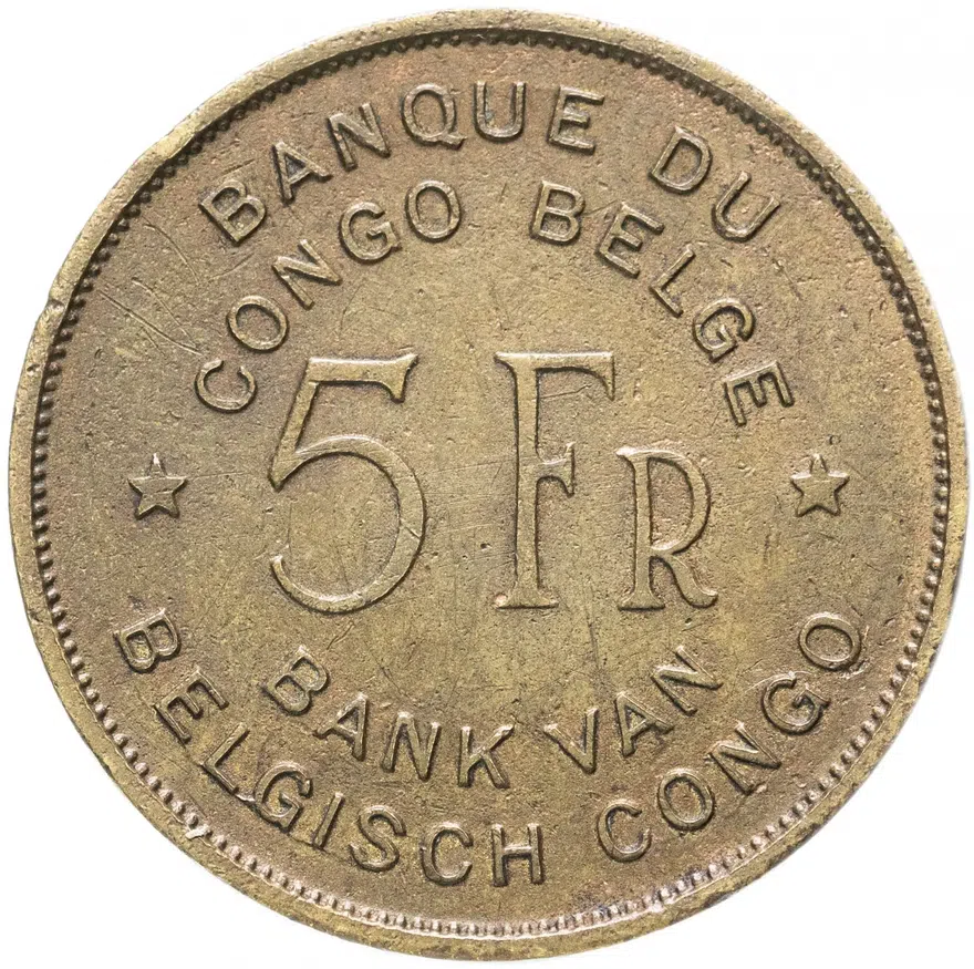 Бельгийское Конго 5 франков (francs) 1947, реверс