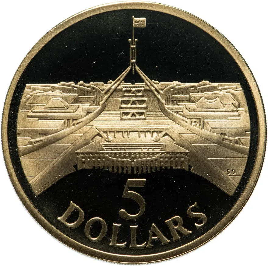 Австралия 5 долларов (dollars) 1988  Здание парламента