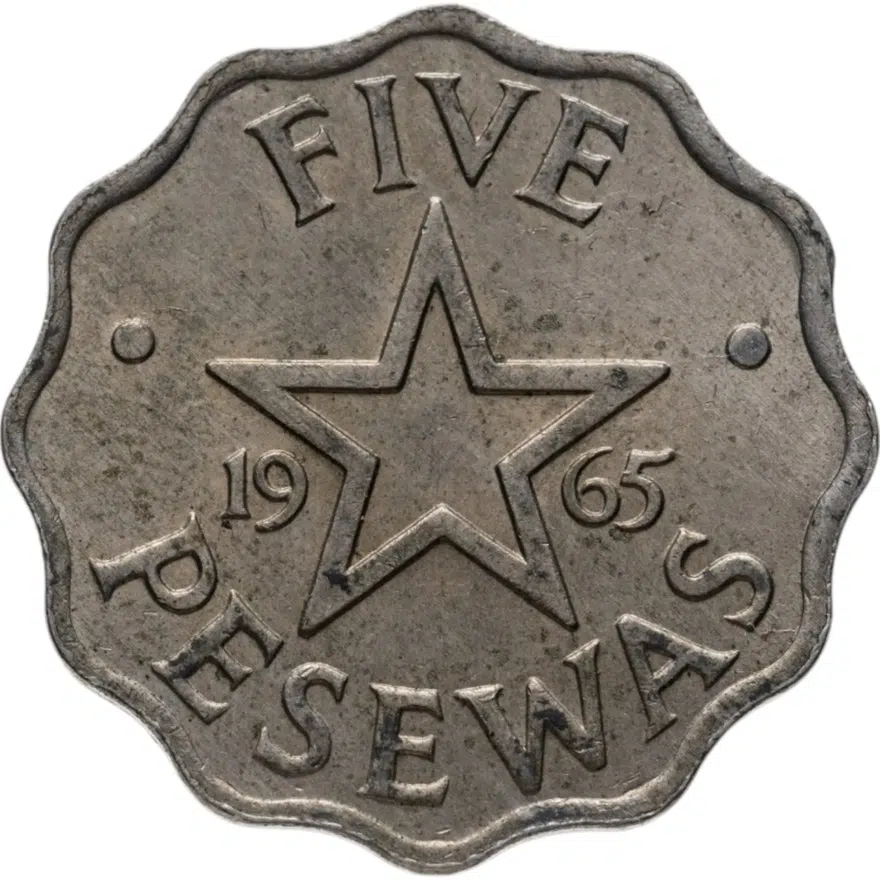 Гана 5 песев (pesewas) 1965, реверс