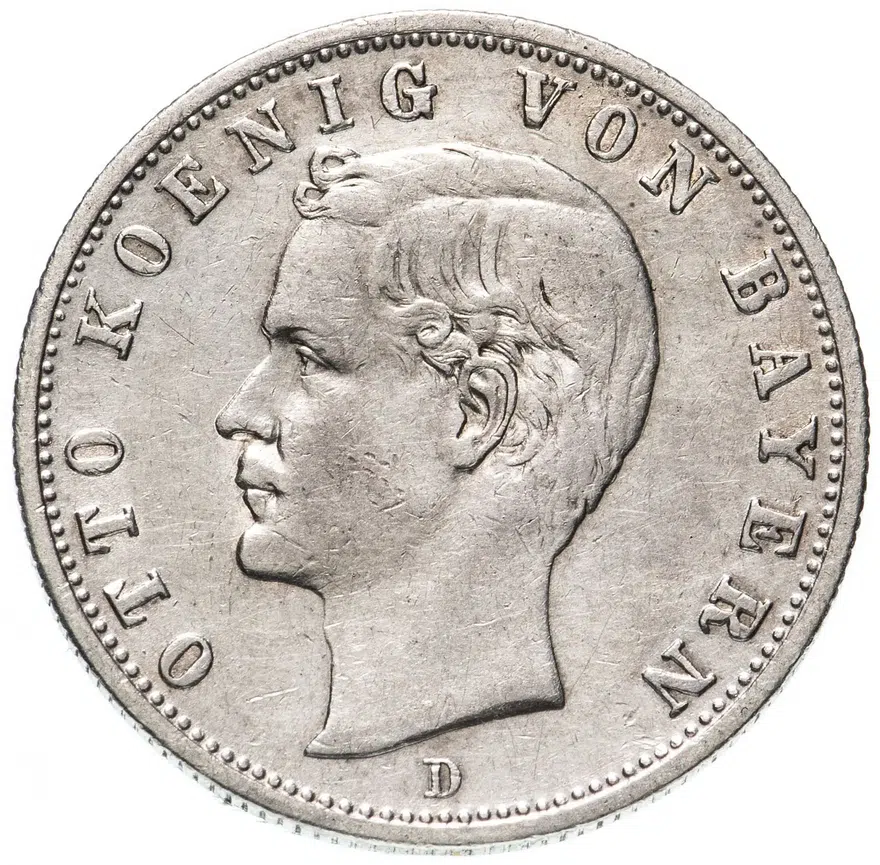 Германская Империя, Бавария 2 марки 1904 D, аверс