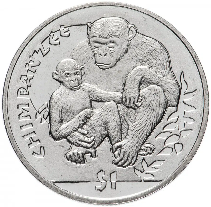 Сьерра-Леоне 1 доллар (dollar) 2010   "Обезьяны - Шимпанзе"