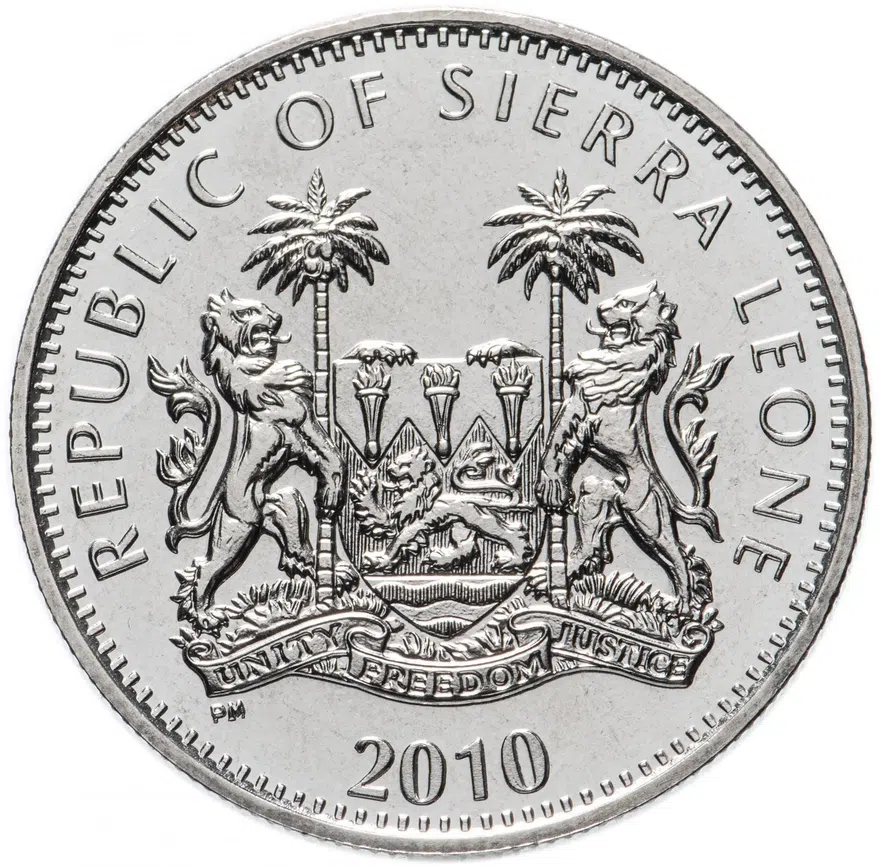 Сьерра-Леоне 1 доллар (dollar) 2010   "Обезьяны - Шимпанзе", реверс