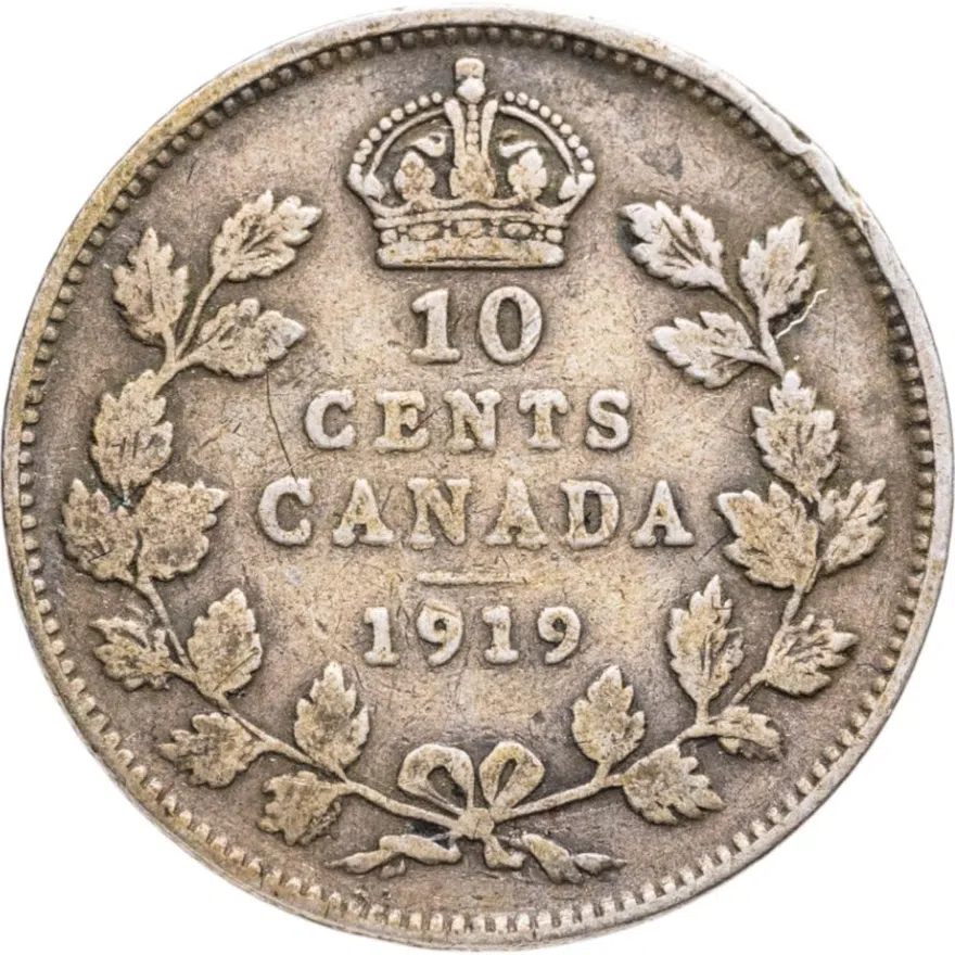 Канада 10 центов (cents) 1919
