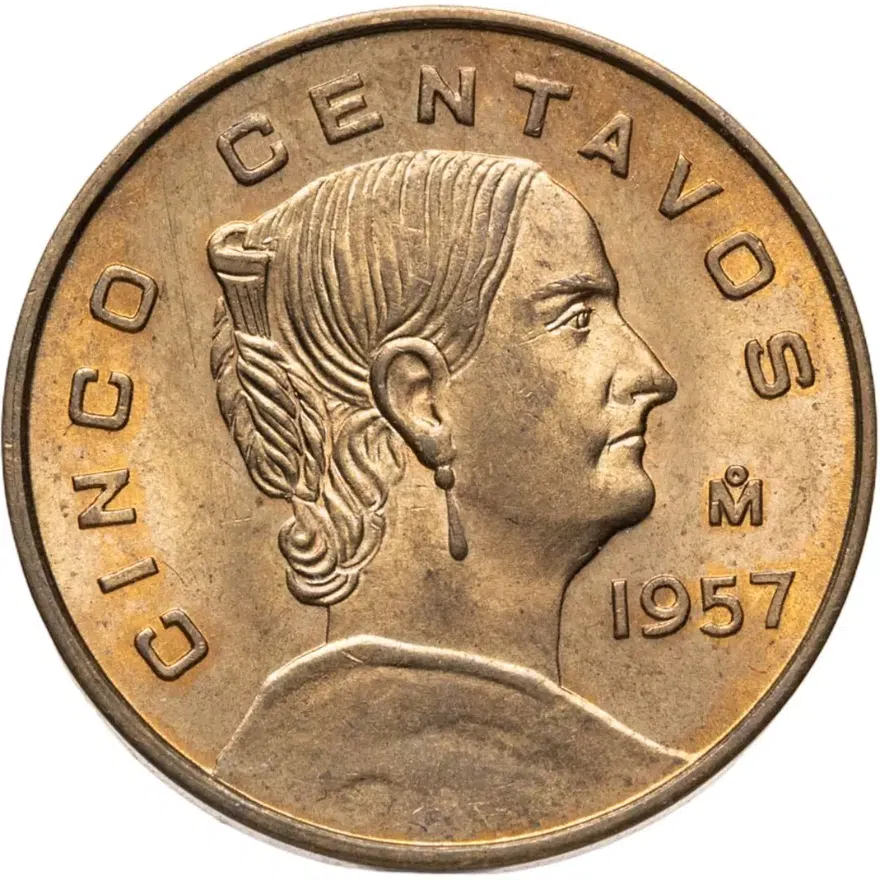 Мексика 5 сентаво (centavos) 1957, аверс