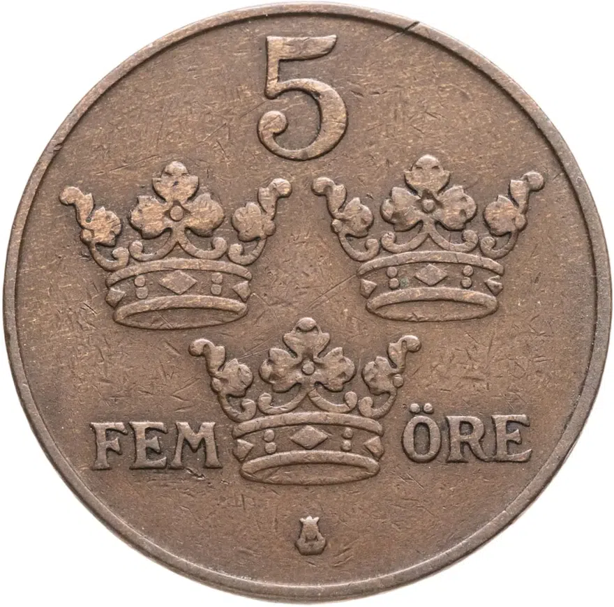 Швеция 5 эре (ore) 1924, аверс