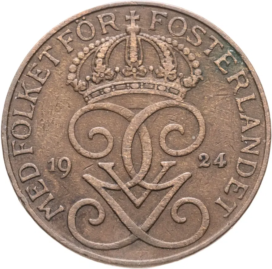 Швеция 5 эре (ore) 1924, реверс