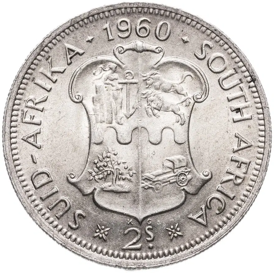 ЮАР 2 шиллинга (флорин, shillings) 1960, аверс