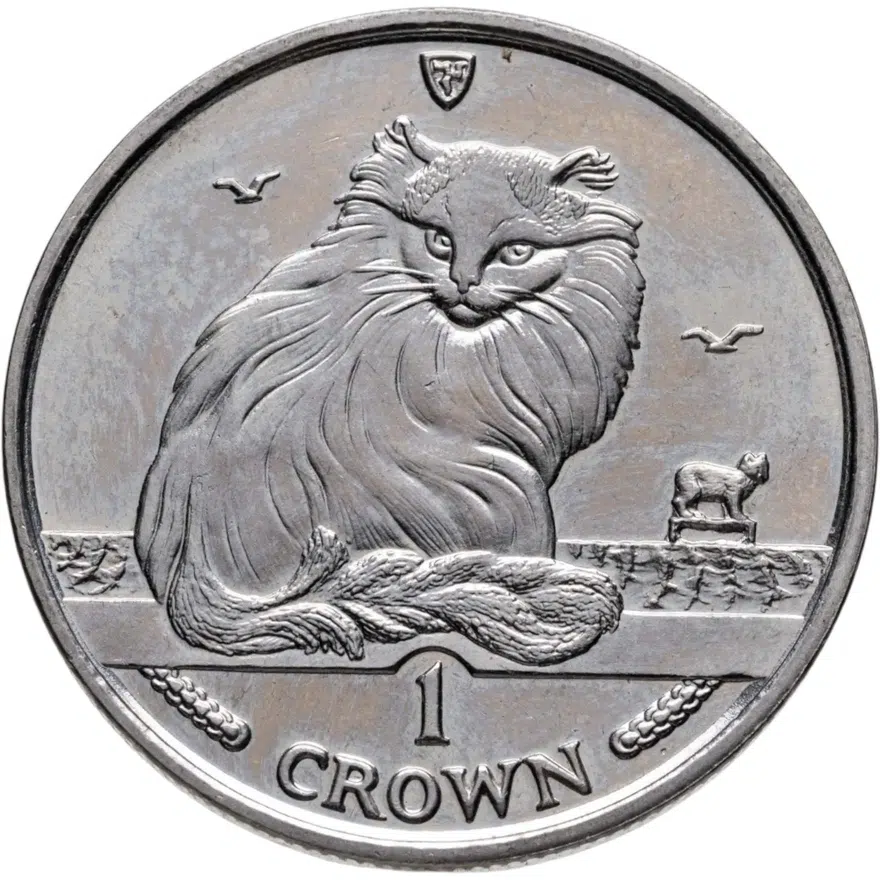 Остров Мэн 1 крона (crown) 1995 "Кошки - Турецкая ангора", аверс