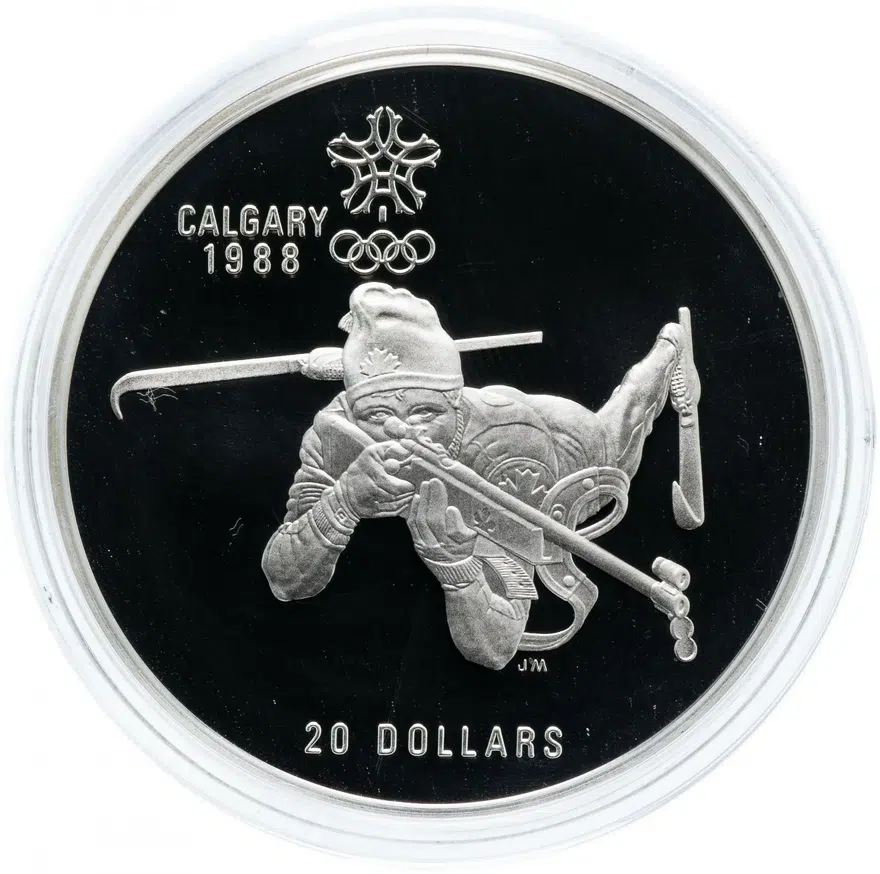 Канада 20 долларов 1986 "XV зимние Олимпийские игры в Калгари - Биатлон"