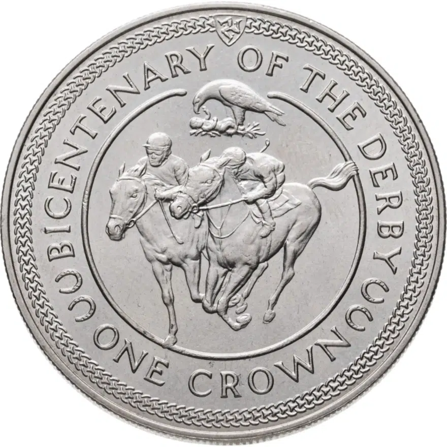Остров Мэн 1 крона (crown) 1980  200 лет скаковых Дерби