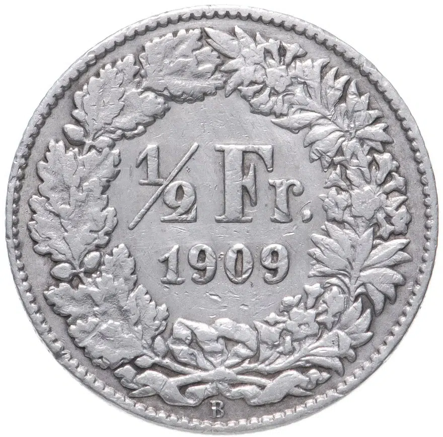 Швейцария 1/2 франка (franc) 1909