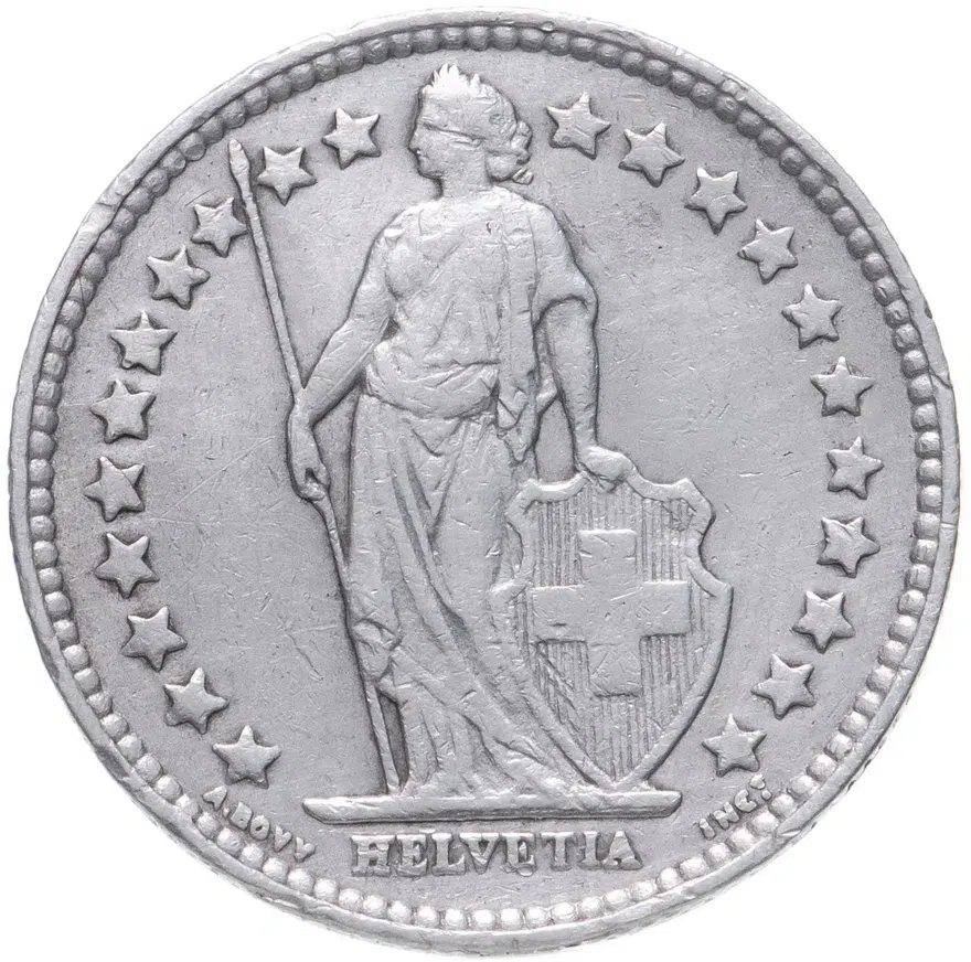 Швейцария 1/2 франка (franc) 1909, реверс
