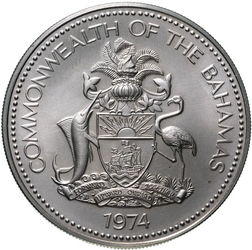 Багамы 5 долларов (dollars) 1974, реверс