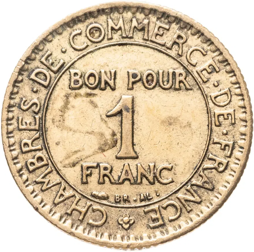 Франция 1 франк (franc) 1927, аверс