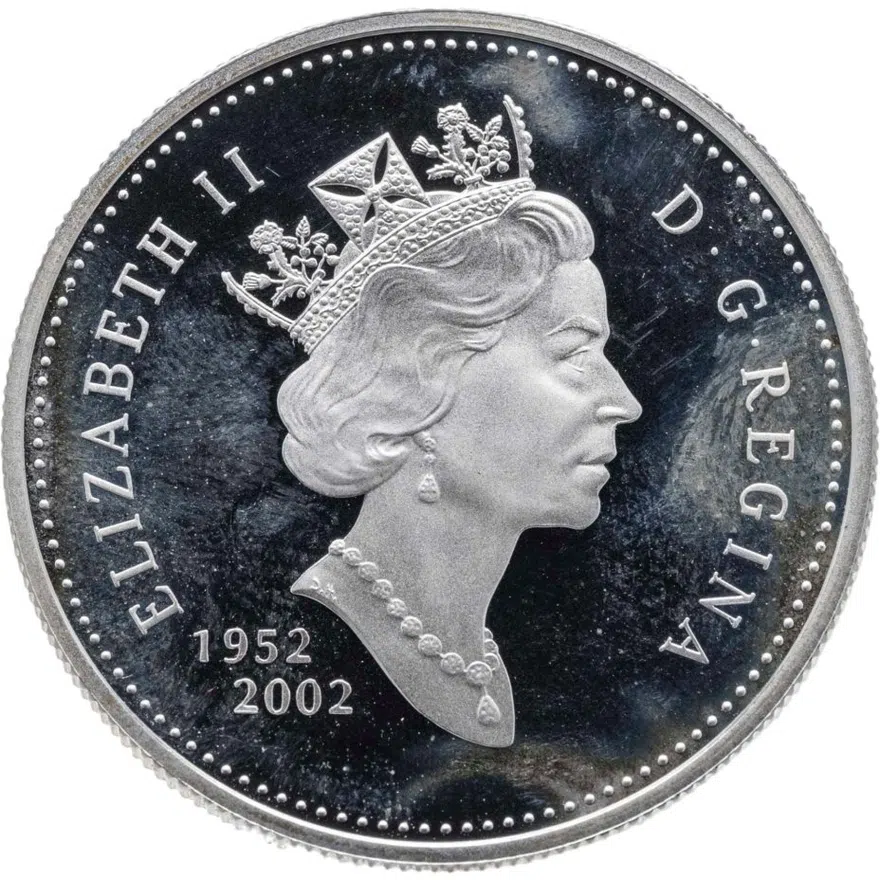 Канада 1 доллар (dollar) 2002 50 лет правления Королевы Елизаветы II /герб/, реверс