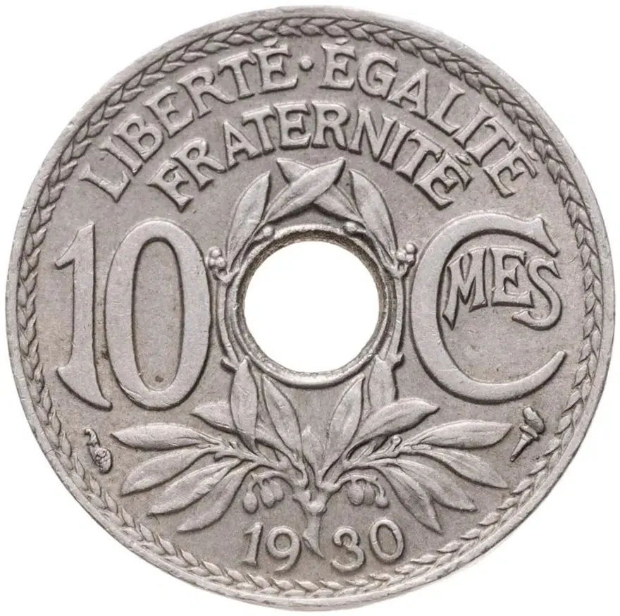 Франция 10 сантимов (centimes) 1930, реверс