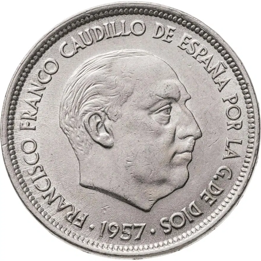 Испания 50 песет (pesetas) 1957 // 58 внутри звезды