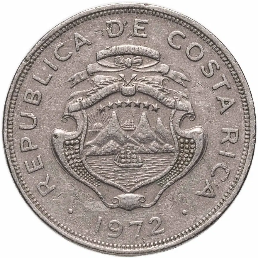 Коста-Рика 2 колона (colon) 1972, реверс