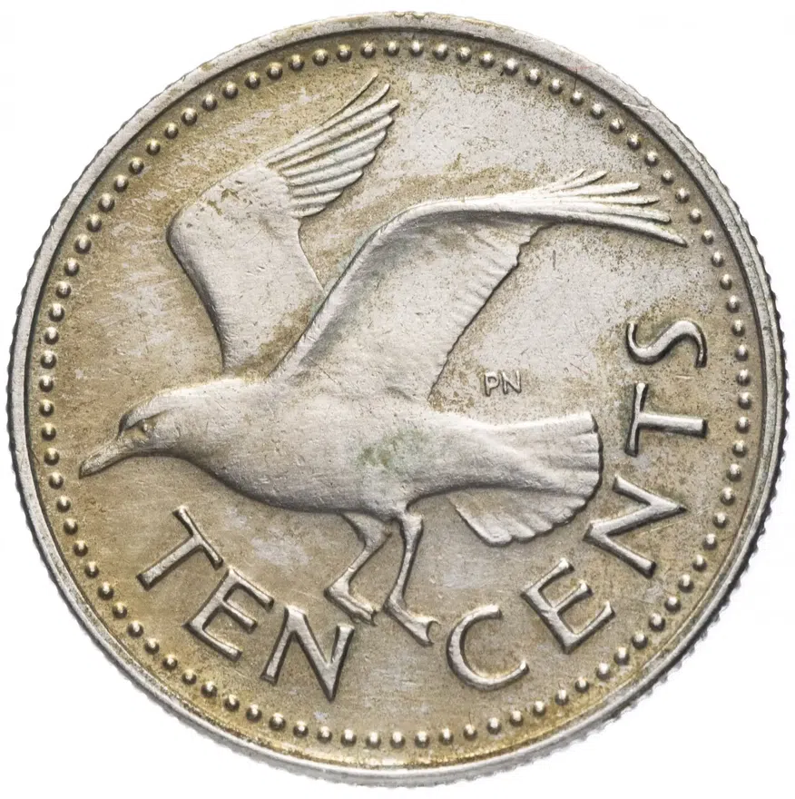 Барбадос 10 центов (cents) 1973, аверс