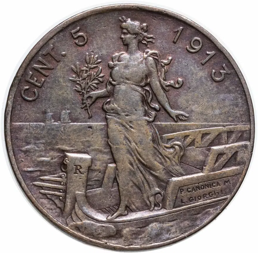 Италия 5 чентезимо (centesimi) 1913, реверс