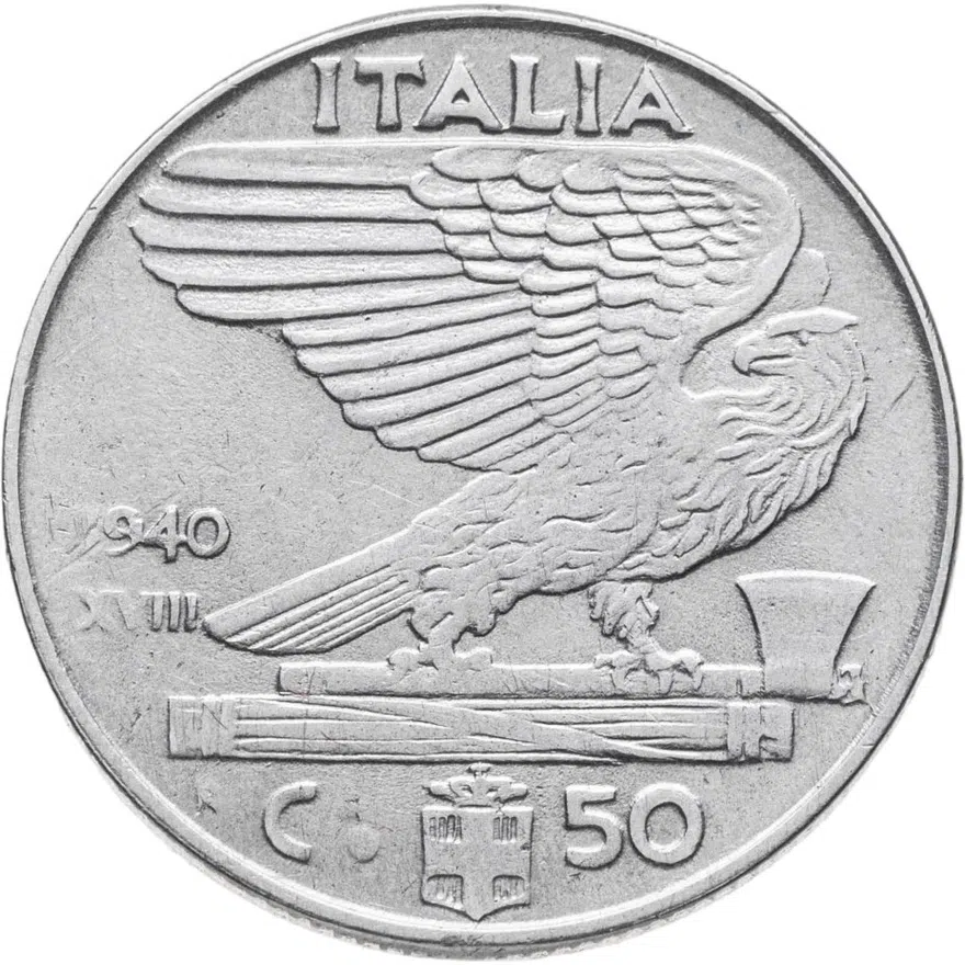 Италия 50 чентезимо (centesimi) 1940 не магнетик