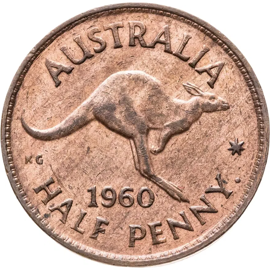 Австралия 1/2 пенни (penny) 1960, аверс