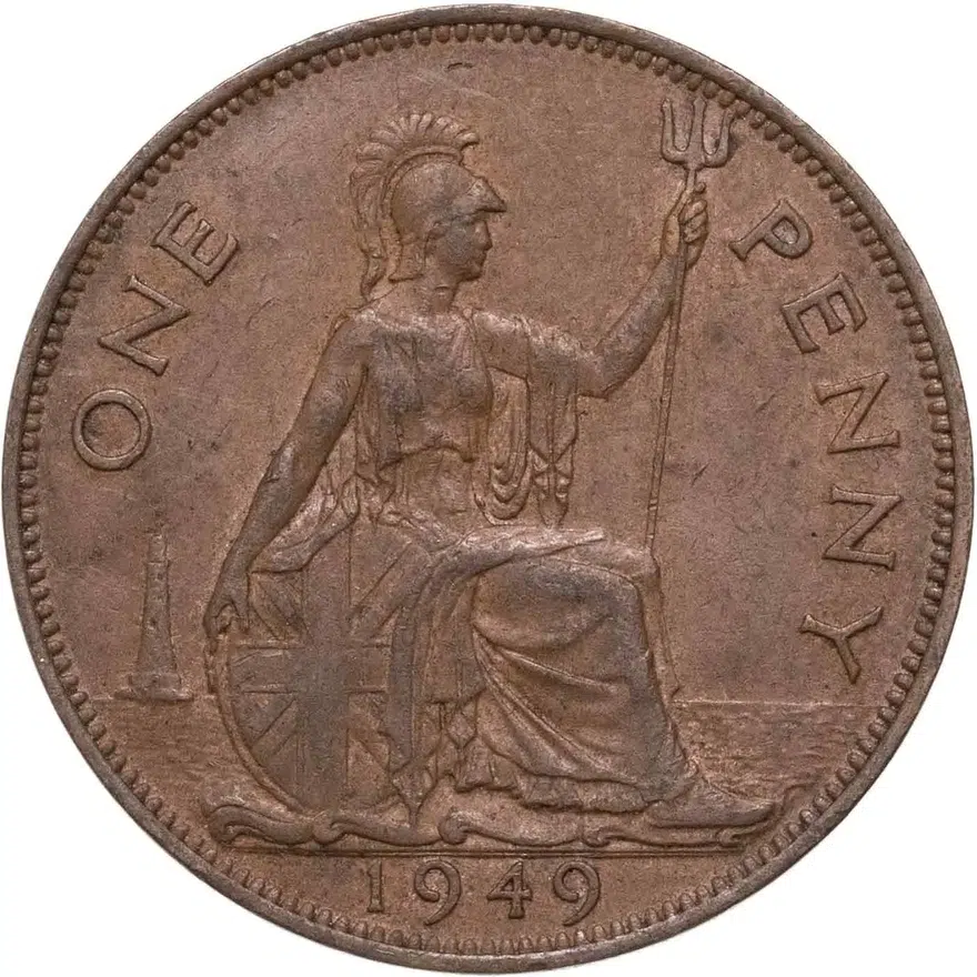Великобритания 1 пенни (penny) 1949, аверс