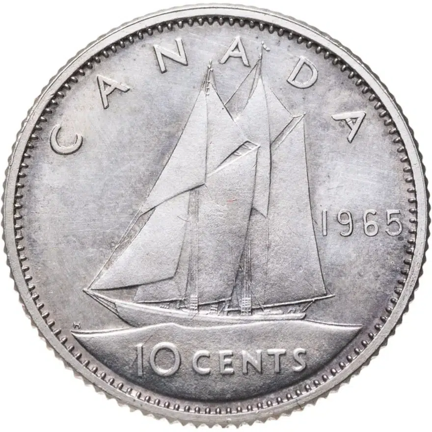 Канада 10 центов (cents) 1965, реверс
