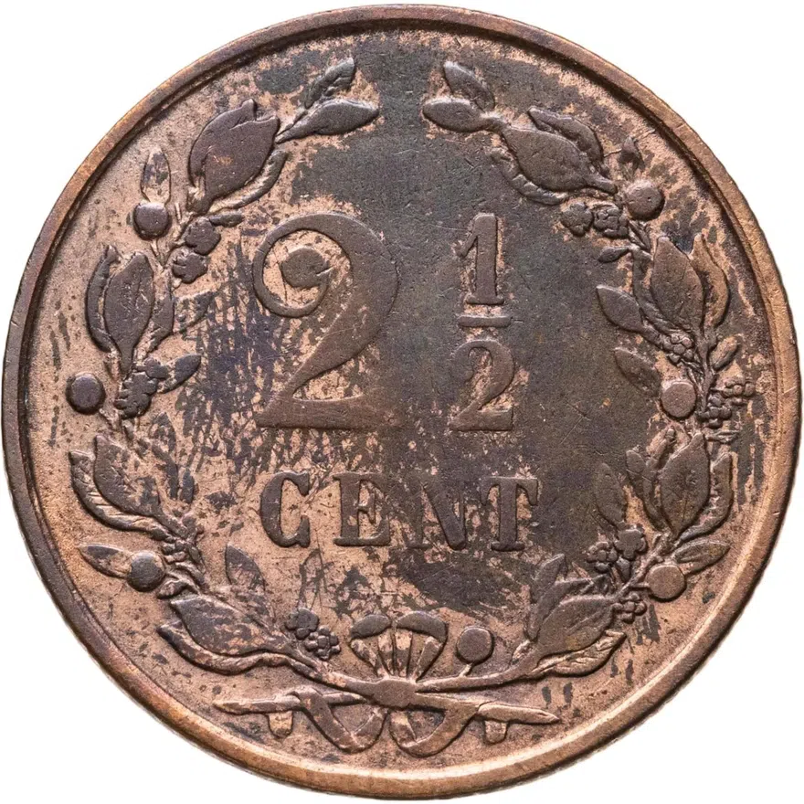 Нидерланды 2 1/2 цента (cent) 1884