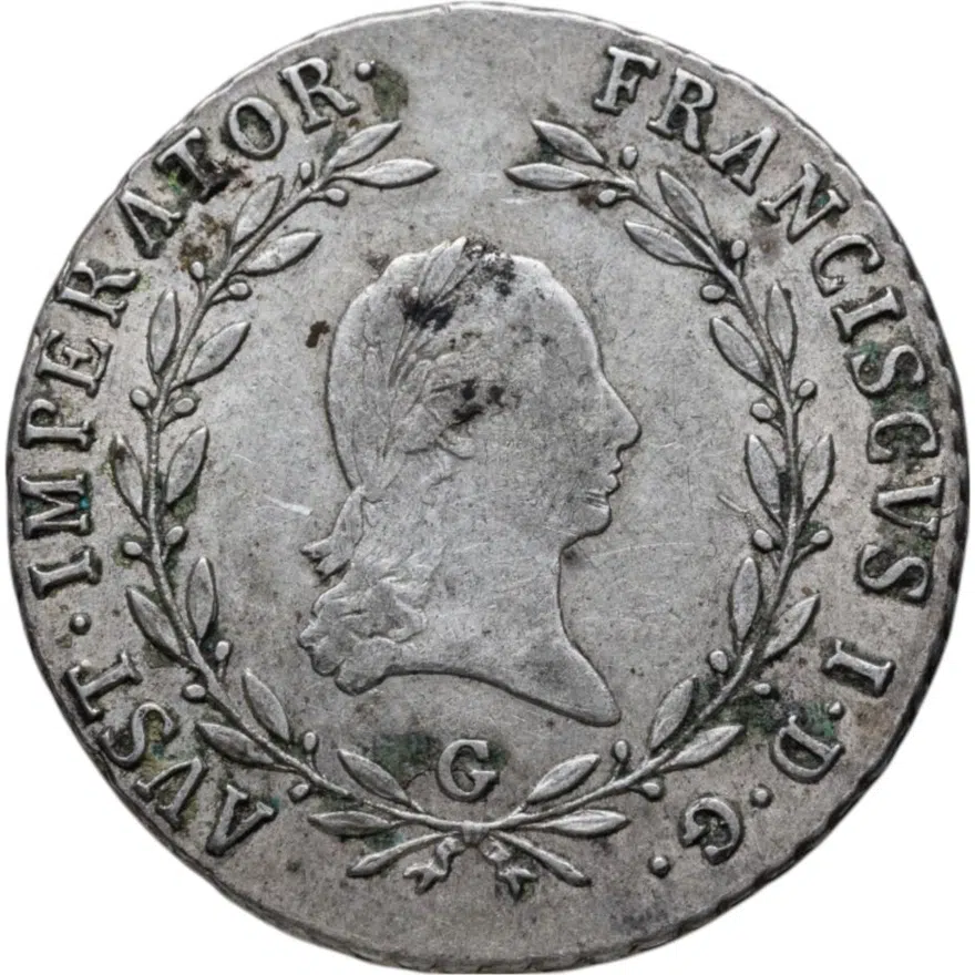 Австрия 20 крейцеров (kreuzer) 1818 G  знак монетного двора "G" - Бая-Маре