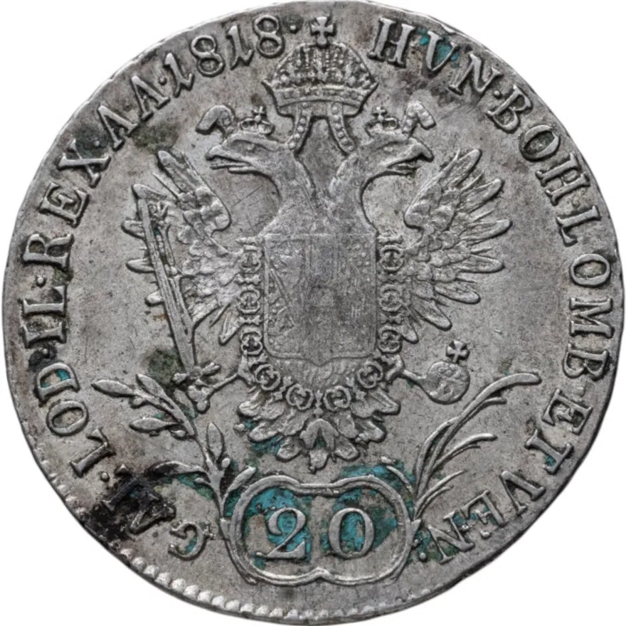 Австрия 20 крейцеров (kreuzer) 1818 G  знак монетного двора "G" - Бая-Маре, реверс
