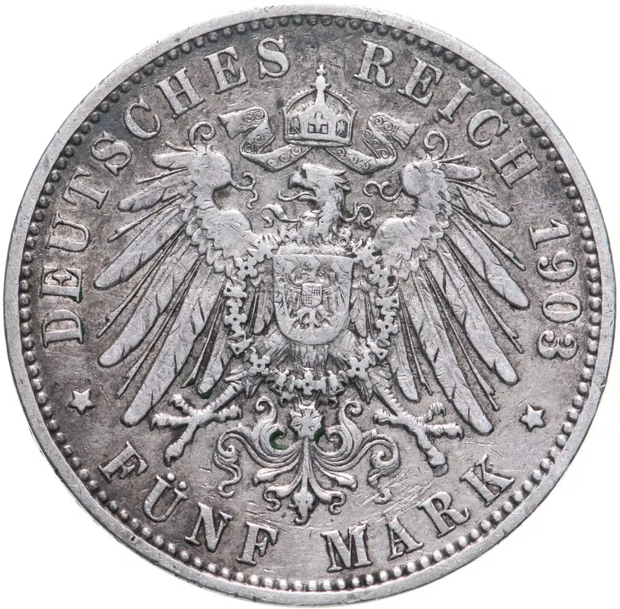 Германия (Империя) 5 марок (mark) 1903, реверс