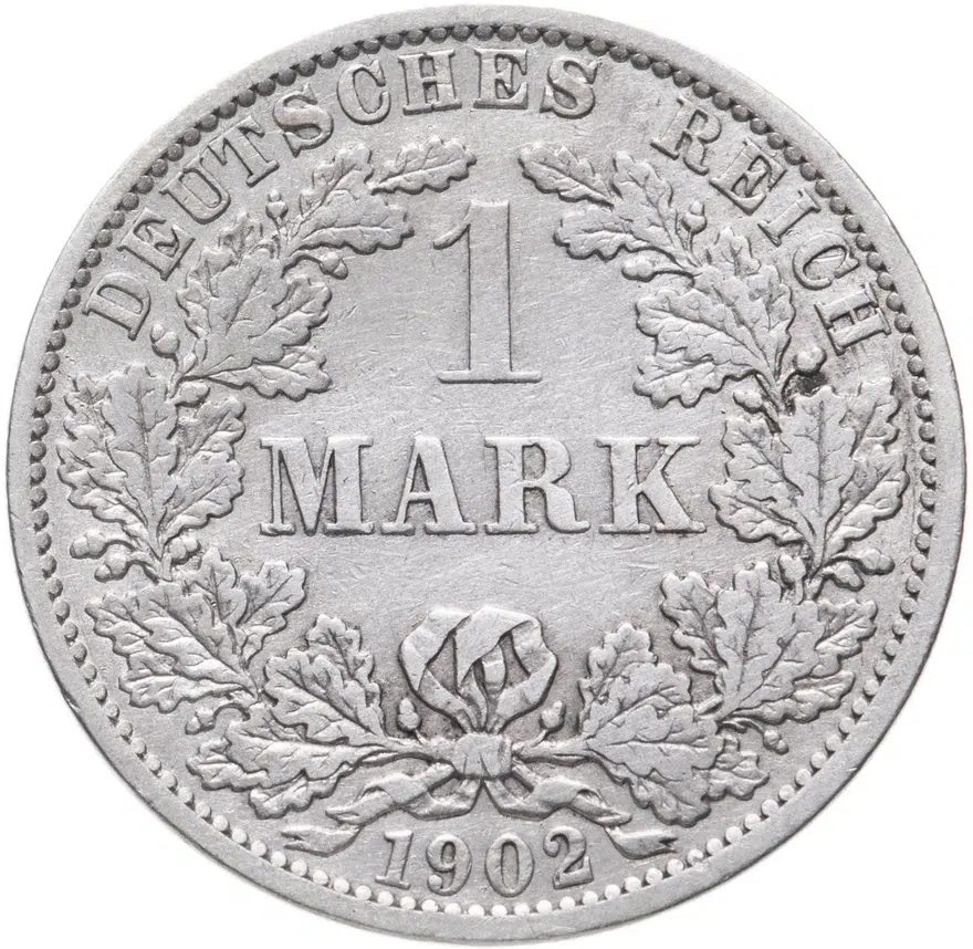 Германия 1 марка (mark) 1902 A  знак монетного двора: "A" - Берлин